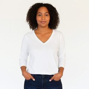 Lark & Ro Women's Three Quarter Sleeve V-Neck Blouse Size Large  - NWT